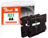 Peach Doppelpack Tintenpatrone schwarz kompatibel zu  Ricoh GC21K, 405532
