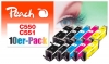 320208 - Peach Pack de 10 cartouches d'encre, compatible avec PGI-550, CLI-551 Canon