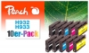 319976 - Peach pacchetto da 10 cartucce d'inchiostro compatibili con No. 932, No. 933, CN057A, CN058A, CN059A, CN060A HP